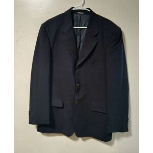 Zanetti mens size 42R ITALIAN FINE WOOL super 120'S navy blue blazer